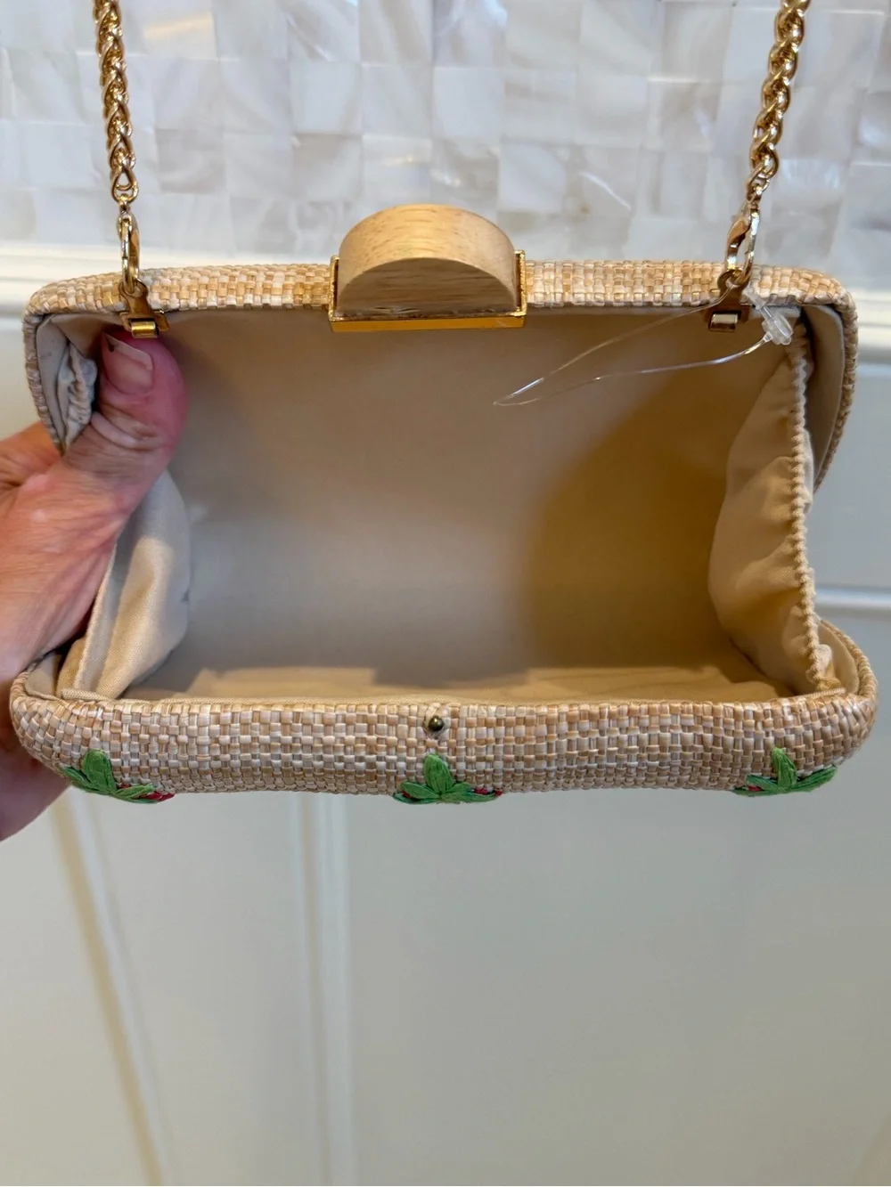 New Urban Expressions pebbles evening bag clutch crossbody bag chain strawberry